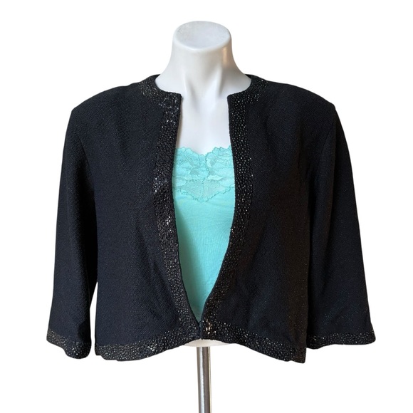 St. John Beaded Trim Black Jacket, Sz 8 - Picture 2 of 14